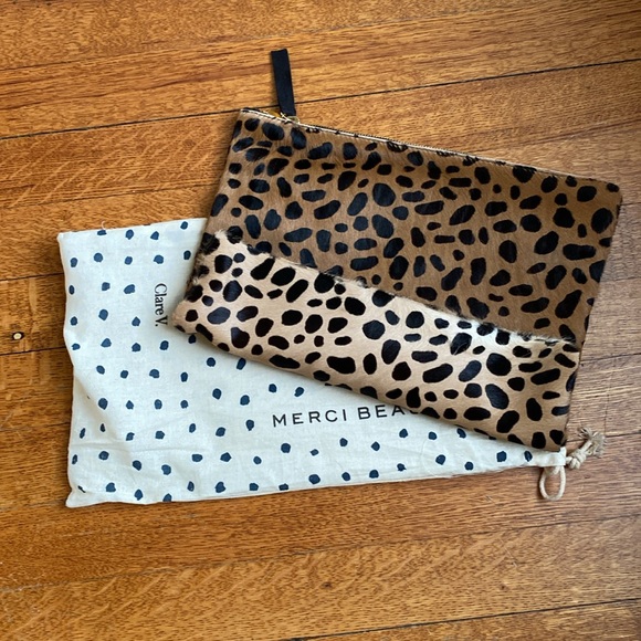 Clare V Foldover Calf Hair Clutch in Leopard Cheetah print - Picture 6 of 6